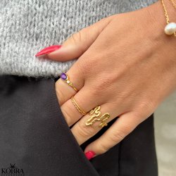 "Melody" 18 carat gold-plated ring with Amethyst