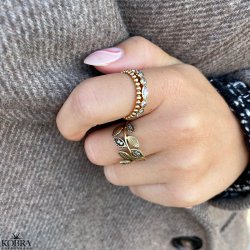 "Firenze" 18 karat forgyldt ring med hvide sten