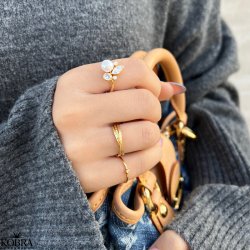 "Hattie" 18 karat forgyldt hammerslet 3i1 ring