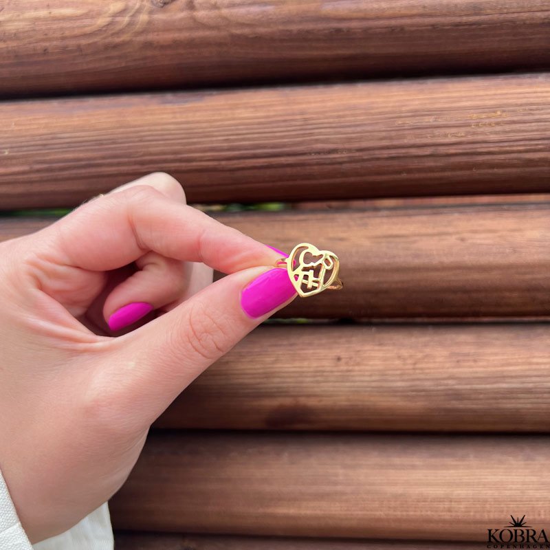 "Soul" hndlavet hjerte guld ring med dine bogstaver