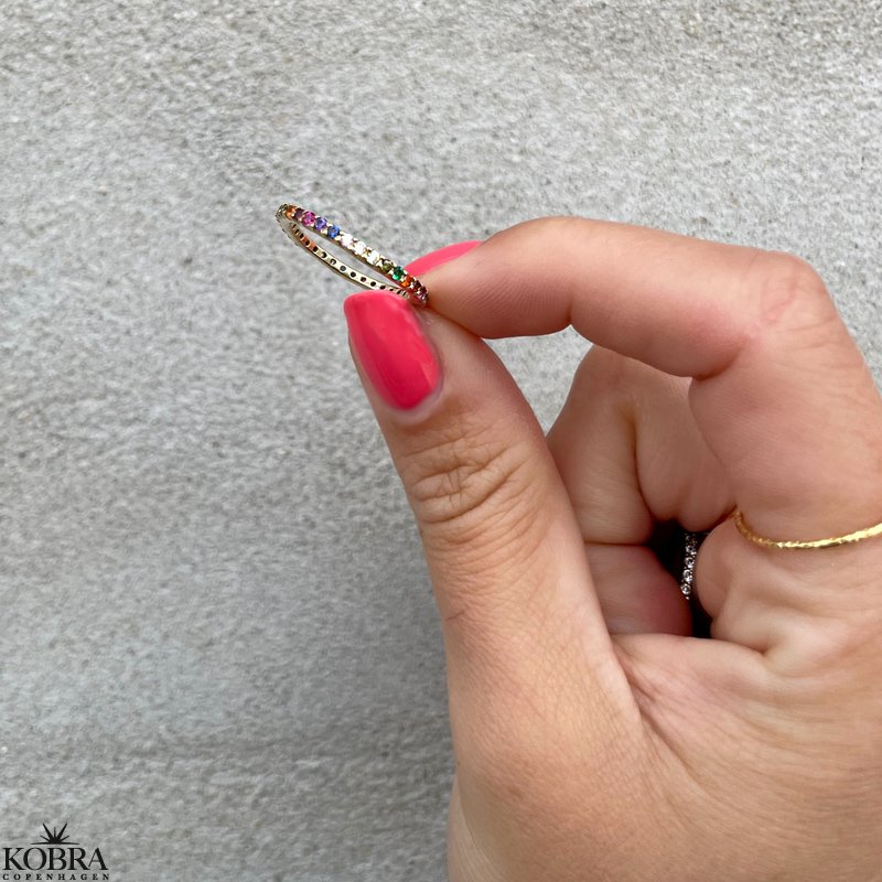 "Hawaii" 18 karat forgyldt ring med multifarvet sten