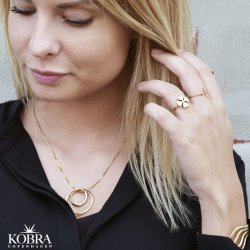 "Lucky" 18 karat forgyldt firkløver ring, inklusiv gravering