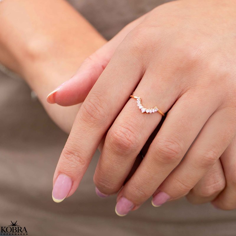  "Alexis" gold-plated ring with pink stone