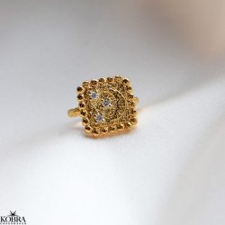 "Moondust" gold ring with moons and stars