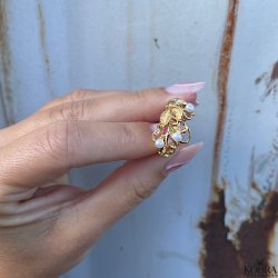 "Marina" gold leaf ring with pearls