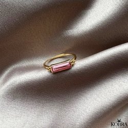 "Vienna" guld ring med pink Tourmalin
