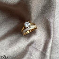 "Stella" 18 karat forgyldt 2-i-1 ring med hvide sten
