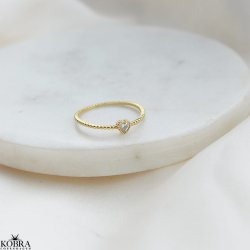 "Jemma" forgyldt ring med hvid hjertesten