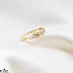 "Mikami" 18 carat gold plated ring with white stones
