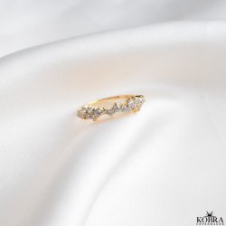 "Mikami" 18 carat gold plated ring with white stones