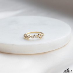 "Mikami" 18 carat gold plated ring with white stones