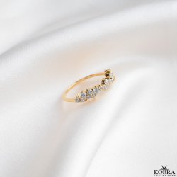 "Mikami" 18 carat gold plated ring with white stones