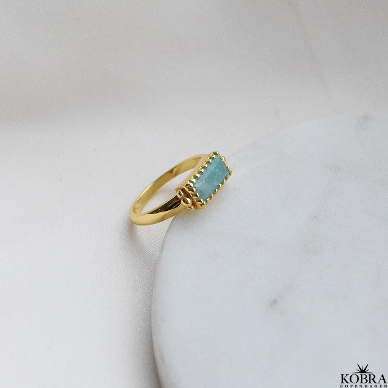 "Princess" guld ring med grn amazonit