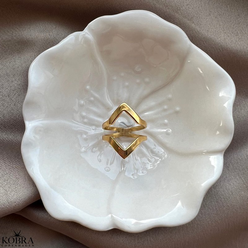 18 karat forgyldt "Lennox" dobbelt V ring