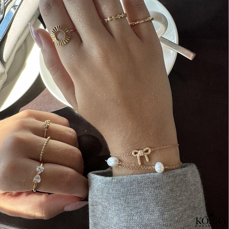 "LaBelle" perle armbnd med guldkder