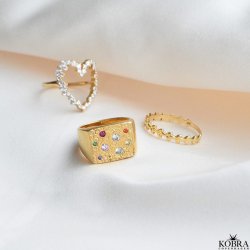 "Elfie" enkel guld ring med blade