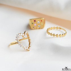 "Elfie" enkel guld ring med blade