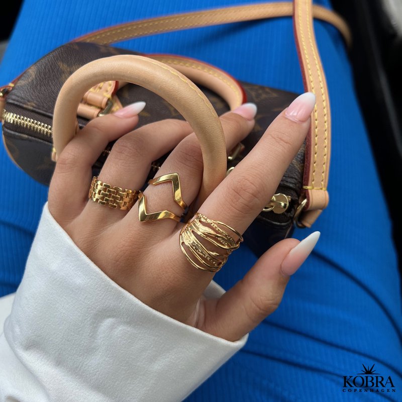 18 karat forgyldt "Lennox" dobbelt V ring