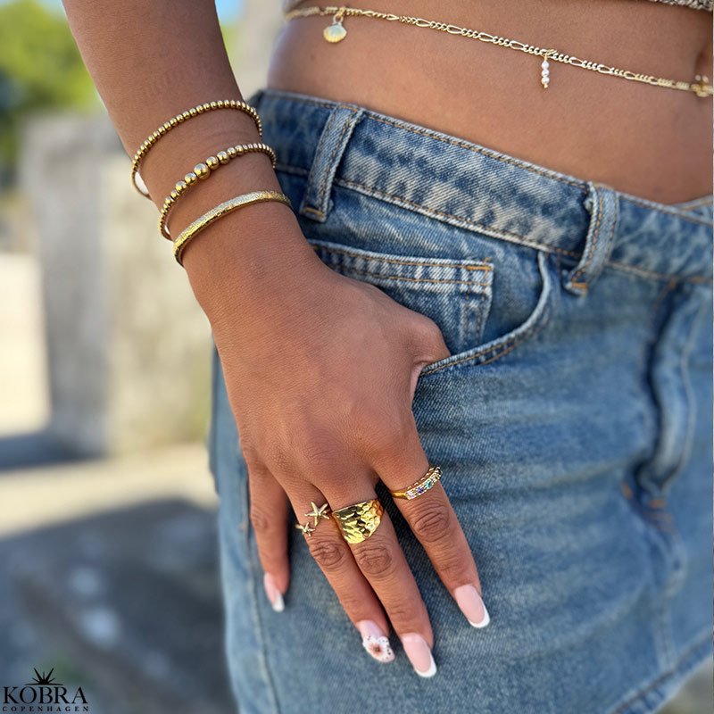 "Mellow" 18 carat gold plated bracelet with gold balls