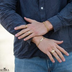 "Tokyo" 18 karat forgyldt ring / signet ring med gravering til mnd