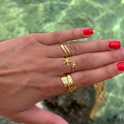 "Hattie" 18 karat forgyldt hammerslet 3i1 ring