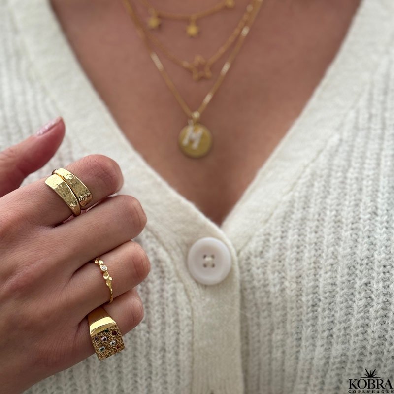 "Tonya" 18 carat gold plated ring in hammered design