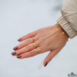 "Veronica" smuk guld ring med guldkugler og hvide sten