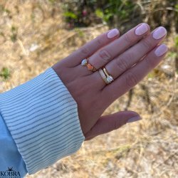 "Stella" 18 karat forgyldt 2-i-1 ring med hvide sten