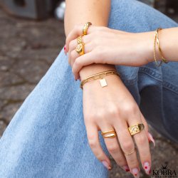 "Frida" enkel 18 karat forgyldt ring med hvid zirkonia