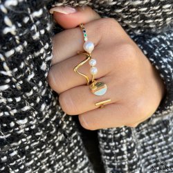 "Wave" 18 carat goldplated wavy ring