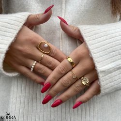 "Cookie" 18 karat forgyldt ring med gte ferskvandsperler