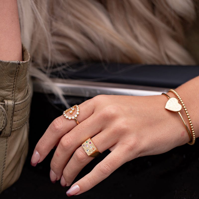 "Mellow" 18 carat gold plated bracelet with gold balls