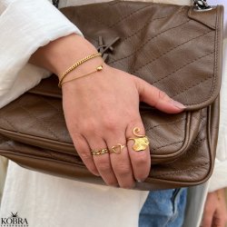 "Nikoline" 18 karat forgyldt ring med facetter