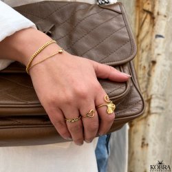 "Nikoline" 18 karat forgyldt ring med facetter