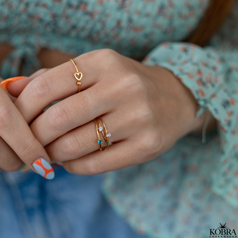 "Samira" 18 karat forgyldt hjerte ring