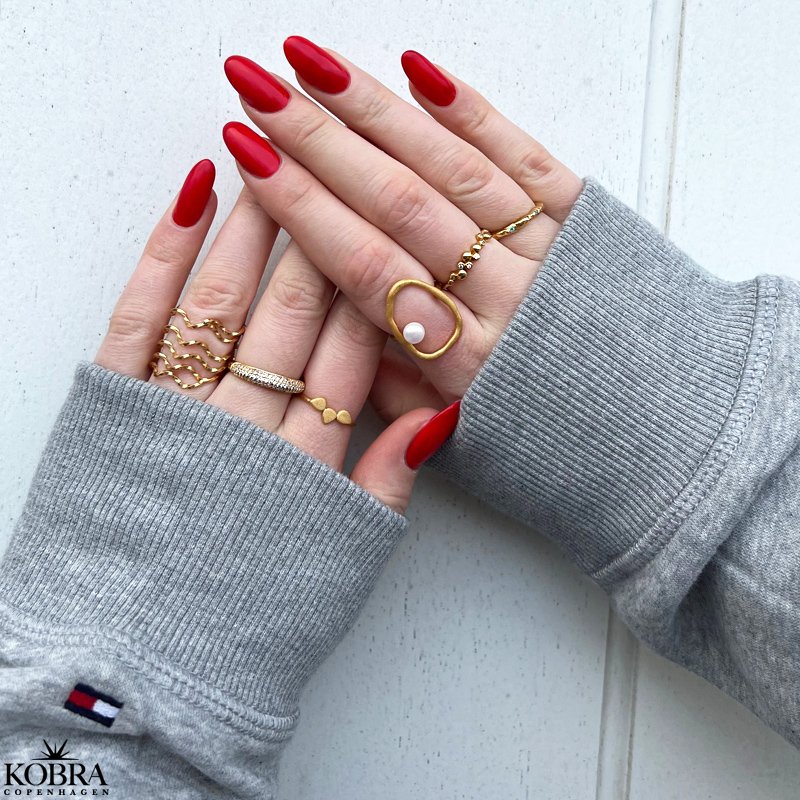 "Veronica" smuk guld ring med guldkugler og hvide sten