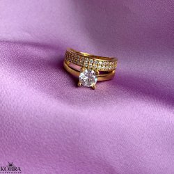 "Stella" 18 karat forgyldt 2-i-1 ring med hvide sten