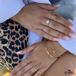 "Beatrice" gold ring with white stones