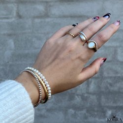 "Elfie" enkel guld ring med blade