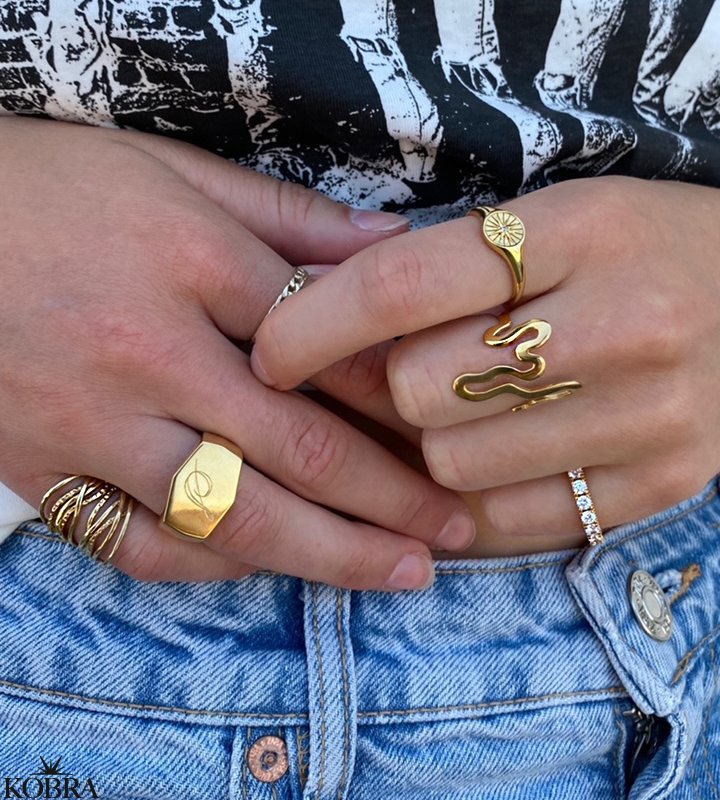 "Nagini" 18 carat gold plated snake ring