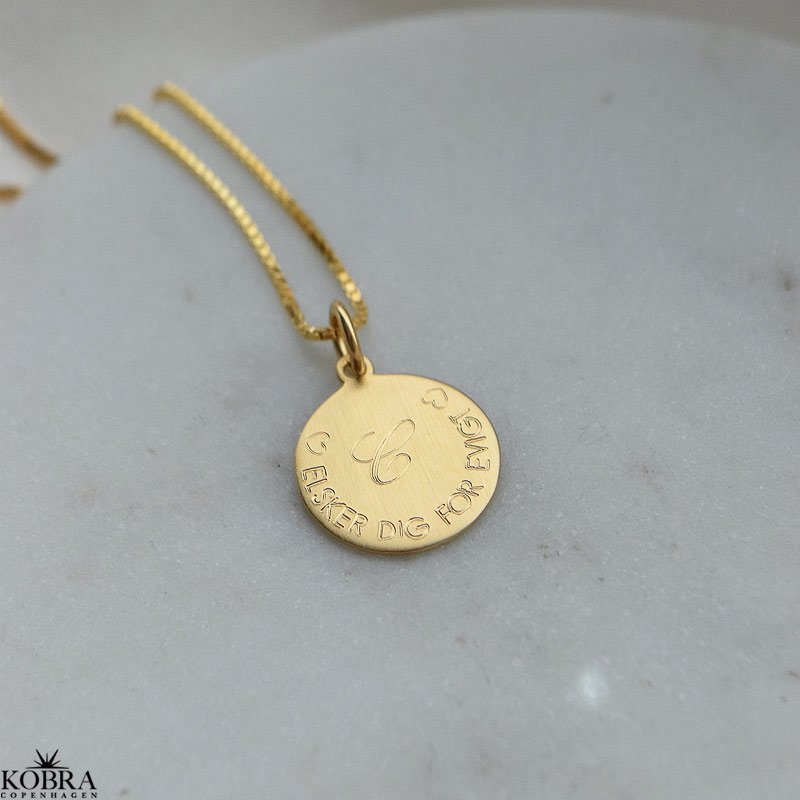 "Story" rund guld halskæde med din personlige gravering