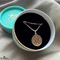 ID tag in 18 carat gold plated with "cross" and your personal engraving