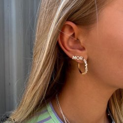 "Mikami" unikke guld hoops (large) med hvide sten