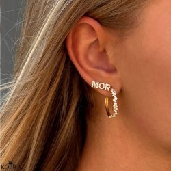 "Mikami" unikke guld hoops (large) med hvide sten