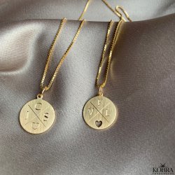 ID tag in 18 carat gold plated with "cross" and your personal engraving