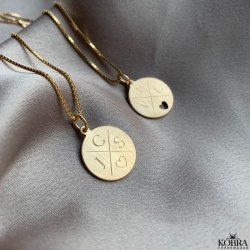ID tag in 18 carat gold plated with "cross" and your personal engraving