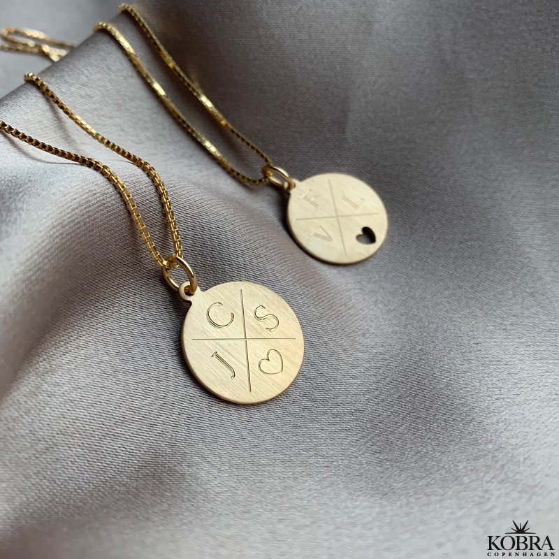 ID tag in 18 carat gold plated with "cross" and your personal engraving