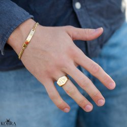 "Tokyo" 18 karat forgyldt ring / signet ring med gravering til mnd