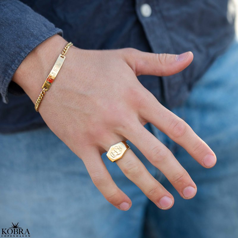 "Tokyo" 18 karat forgyldt ring / signet ring med gravering til mnd