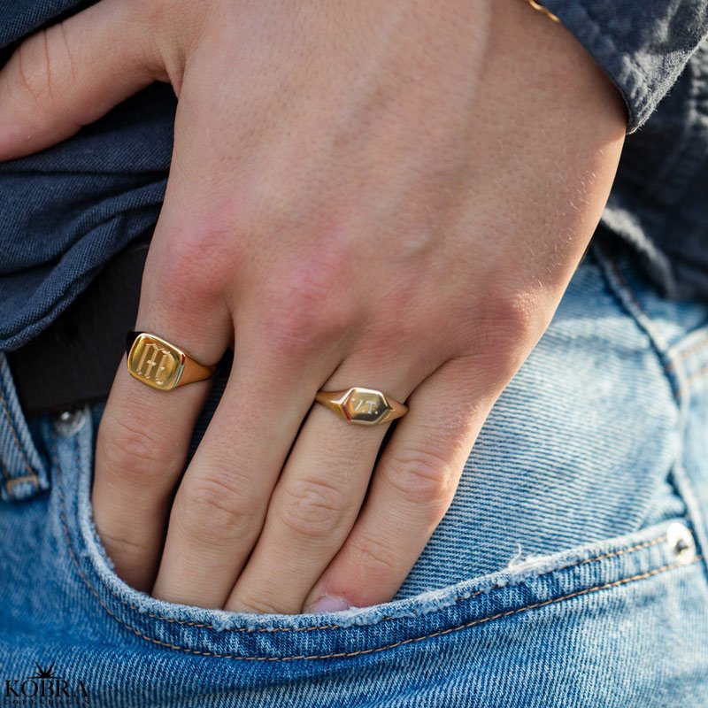 "Jordan" 18 karat forgyldt signet ring til mnd